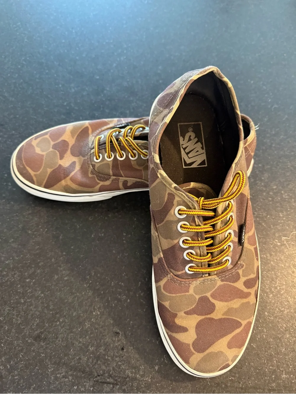 Vans  Brown Camo Canvas Authentic Sneakers